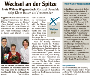 Zeitungsartikel 14.1.14 Nominierungsversammlung